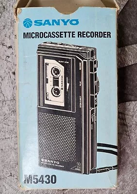 Sanyo Microcassette Recorder M5430 Boxed Manual C60 Cassette Tested Working • £9.99
