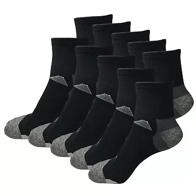 10 Pairs Mens Mid Cut Ankle Quarter Athletic Casual Sport Cotton Socks Size 6-12 • $22.59