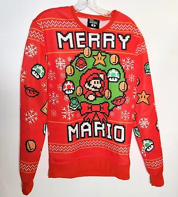 Super Mario Bros Merry Mario Ugly Christmas Sweater Size Adult Small Thinkgeek • $20.07