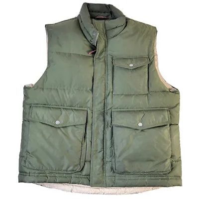 VTG 90s J. Crew Mens Large Down Fill Puffer Vest Jacket Green • $53.39