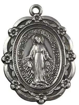 Vintage Catholic Sterling Silver Miraculous Mary Medal 4.6 Grams Silver • $29.99