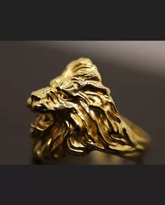 Lion Ring 14k Solid Yellow Gold  Size 8.5 Handmade In Usa 🇺🇸 • $1150