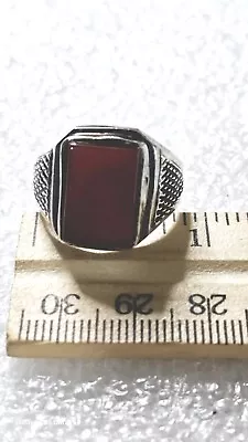 Men's Carnelian Square Cut  Sterling Silver Sz 10.5 Russian FREE SHIPPING  • $49.99