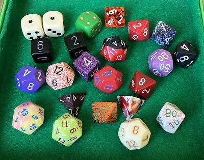 Chessex Dice Lot - Mix Of D4 D6 D8 D10 D12 D20 • $10