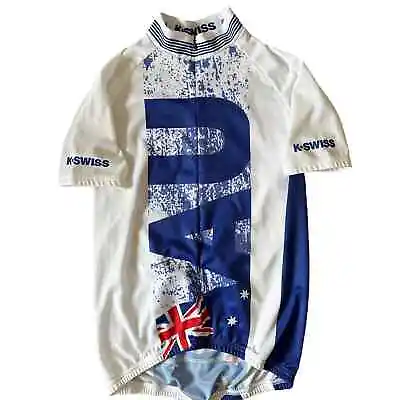 K Swiss Women's Ironman Australian Flag Blue White Cycling Jersey Size Small • $16.99
