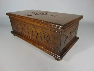 Solid Oak Wooden Musical Jewellery Box Hand Carved • £13.96