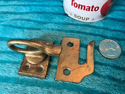 Antique Heavy Cast Brass Style Steel Casement Window Ring Latch & Keeper #1 • $25