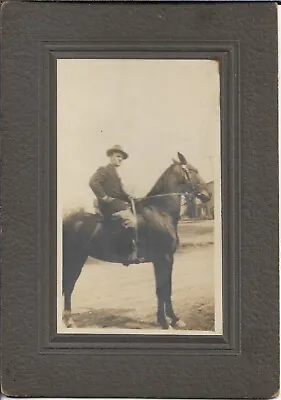 Man Riding Horse Photograph Early 1900s Hat Boots Cabinet Card 4 1/4 X 6 • $14.99