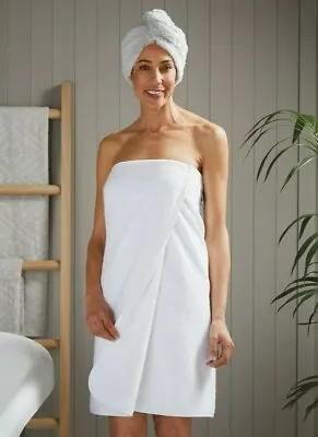 £12.95 • Buy 100% Cotton Shower Wrap Towelling Bath Adjustable Velcros Ladies Wrap Super Soft
