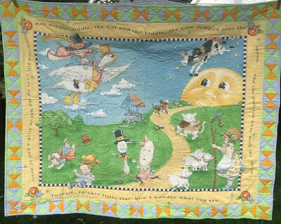Mary Engelbreit Mother Goose Nursery Rhymes Baby Quilt Quilted Blanket Wall Hang • $19.50