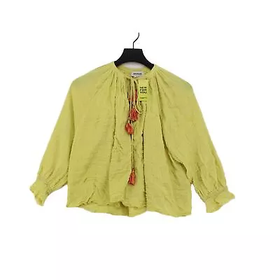 Zadig & Voltaire Women's Blouse XS Yellow 100% Cotton Long Sleeve V-Neck Basic • £22.90