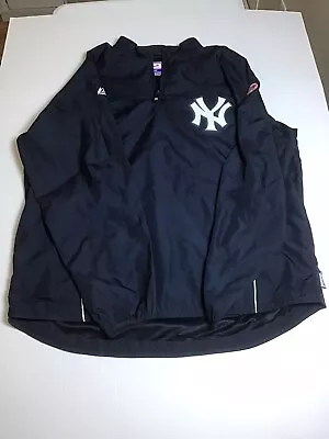 NY Yankees 1/4 Zip Pullover Windbreaker Mens 2XL XXL Majestic Cool Base MLB • $39.95