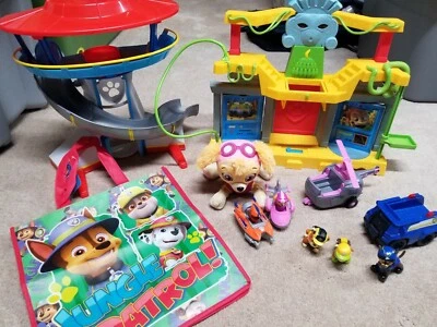 $38.87 • Buy Huge PAW PATROL Lot Lookout Tower, Monkey Temple, Figures & More