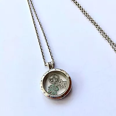PANDORA Floating Locket Necklace With Chain And 3 Charms + Family Tree Earrings • £0.99