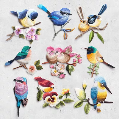 Embroidered Birds Flower Applique Iron On Sew On Patch Clothing Craft DIY • $3.40