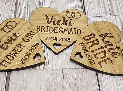 £1.95 • Buy Personalised Wedding Wedding Party Wooden Heart Laser Engraved Coat Hanger Tag