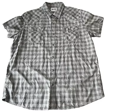 Converse One Star Gray Plaid Pearl Snap Short Sleeve Shirt Mens Sz Xl • $10