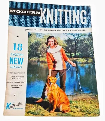 Vintage Retro - Modern Knitting Magazine Jan 1964 Machine Patterns Knitmaster • £9.95