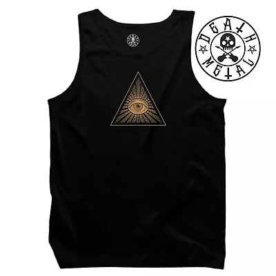 All Seeing Eye Vest Music Clothing Rock Pyramid Triangle Illuminati Fun Tank Top • £6.99