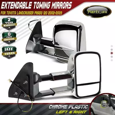 Chrome Extendable Towing Mirrors For Toyota Landcruiser Prado 120 Series 02-09 • $245.11