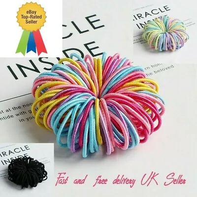  50 Mini Small Thin Elastics Snag Free Hair Bands Ponytail Bobbles Mixed Colours • £2.75