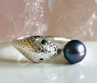 £11.99 • Buy Freshwater Pearl & Spinel 925 Sterling Silver Snake Ring Size V