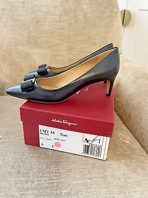 Salvatore Ferragamo Womens Shoes  NEW IN BOX 6C Black Point Toe 5cm Heel • $685