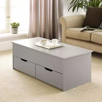 Grey Wooden Coffee Table With Lift Up Top And 2 Large Storage Drawers Bruges • £89.99