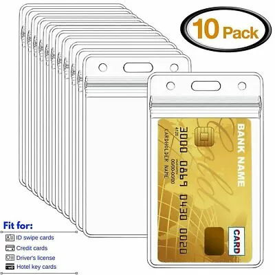 10PCS Vertical Clear Soft Plastic ID Card Badge Holder Waterproof Business Case • $5.25