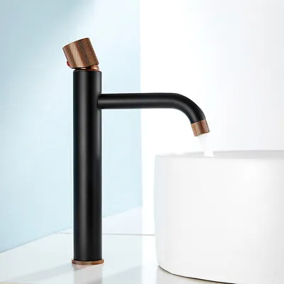 £24.89 • Buy Modern Bathroom Basin Mixer Taps Black Tall Counter Top Tap Cloakroom Tap Brass