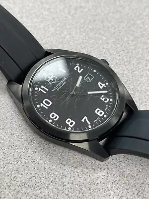 Victorinox Swiss Army 26071.CB Black Field Watch Quartz Rubber Strap • $80