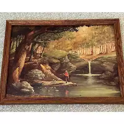 Vintage Boy Fishing Print With Frame • $8