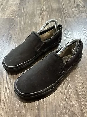VANS Sneakers Men's Size 8 Black Canvas Slip On Woman’s 9.5 REAL NICE • $20