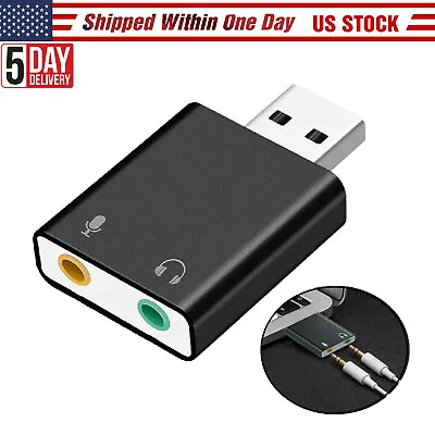 USB 2.0 To 3.5mm Mic Headphone Jack Stereo Headset 3D Sound Card Audio Adapter • $5.99