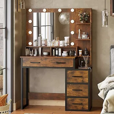 Vintage Makeup Vanity With Lights In 3 Colors Vanity Table With Mirror & Drawers • $219.89