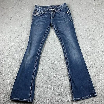 Miss Me Jeans Womens 27 (26x30 Actual) Blue Low-Rise Boot Cut Stretch JP5124BV • $32.37