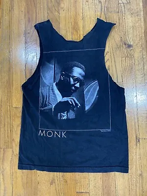 Vintage 1990 Thelonious Monk T Shirt Large Black Blue Note 90s Chopped • $125