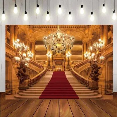 Red Carpet Stairs Backdrop Beauty Beast Party Castle Palace Photo Background • £11.99