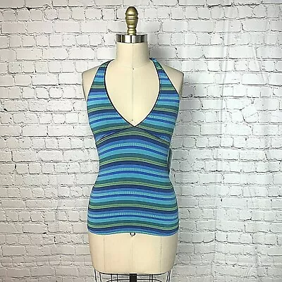 Athleta Tankini Top Navy Blue Stripes Tulum T-Back Swimsuit Top NWT $69 Size XXS • $15