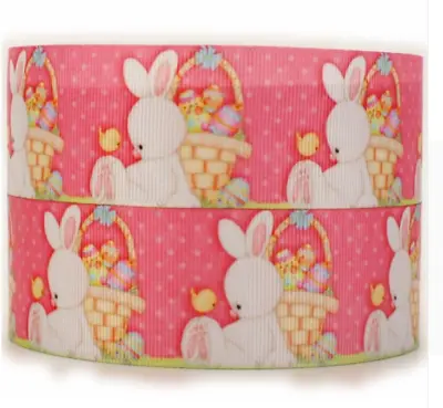 1 Meter Of Easter Bunny Pink 25mm Grosgrain Ribbon For Easter Bonnets Cakes Etc • £1.20