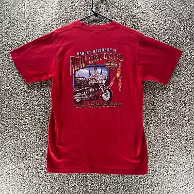 Vintage Harley Davidson Shirt Mens Large Red New Orleans Louisiana HD Holoubek • $14.98