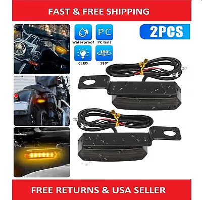 2x Mini Motorcycle LED Turn Signals Handlebar Light Blinker Indicator Amber Lamp • $17.79