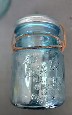 Lustre ‐ Blue Glass ‐ Canning Jar With Wire And Bail - 2 Sizes ‐ Vintage  • $25