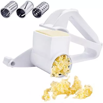 Hand Crank Rotary Cheese Grater Shredder Slicer  Stainless Steel Chopper. • £13.99