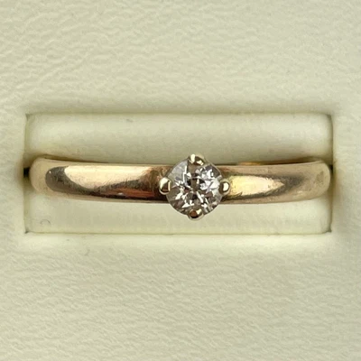 $360.05 • Buy Antique 9ct Rose Gold Solitaire Diamond Engagement / Dress Ring 1940 Size Q
