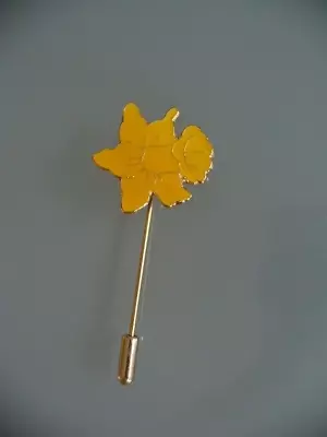 Marie Curie Yellow Enamel Daffodil Stick Pin Lapel Badge • £2