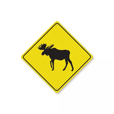 Moose Crossing Diamond Metal Sign • $27.45