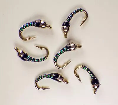 Zebra Midge Tungsten Auto Silver And Black Fly Fishing Flies Trout Flies • $12.95