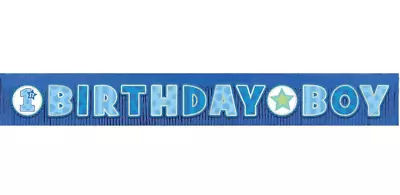 1st Birthday Baby Boy Blue Glitter Giant Fringe Banner Party Supplies 3 M Wide • $7.95