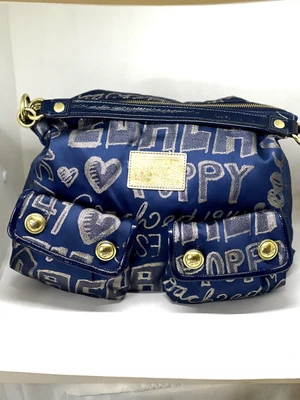 $115 • Buy COACH💥LIMITED EDITION💥POPPY Blue & Gold Story Patch Swing  Bag #15304